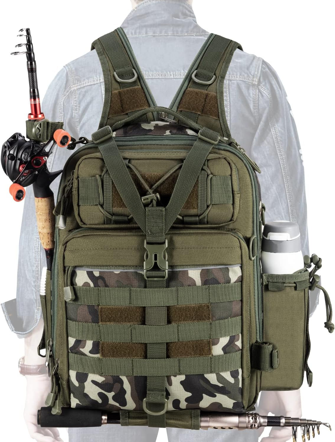 Outdoor Tackle Bag - Large Water-Resistant Fishing Backpack